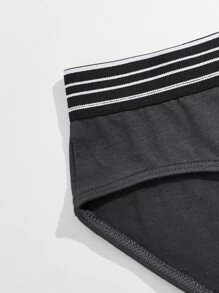 男士4入組拼接字母和條紋織帶內褲 - 彩色 - 查看 3