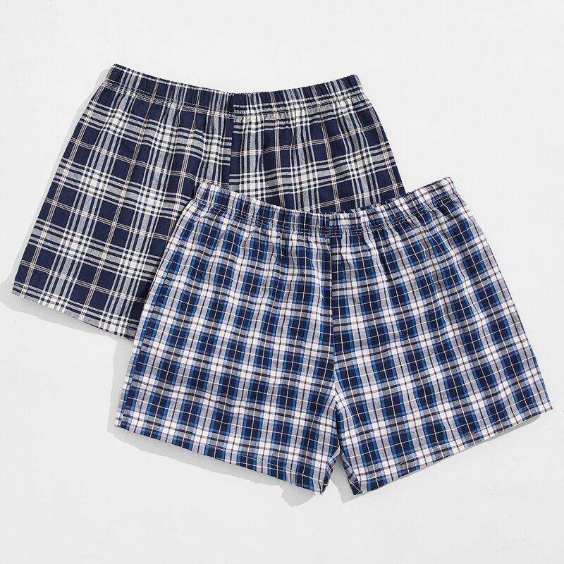 

Guys 2pcs Plaid Pajama Shorts, Multicolor