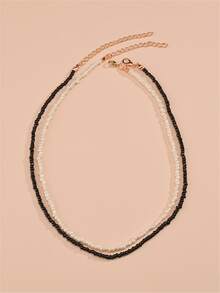 2入組串珠項鏈 - 黑與白 - 查看 2