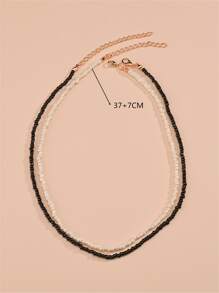 2入組串珠項鏈 - 黑與白 - 查看 3