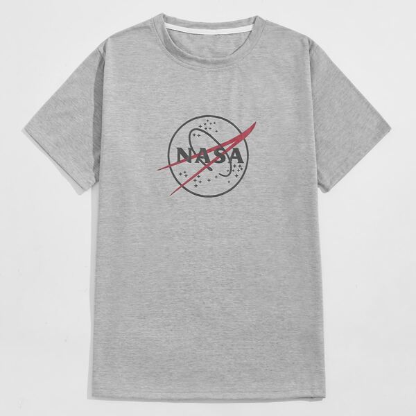 

Men 1pc Letter Graphic Sleep Top, Grey