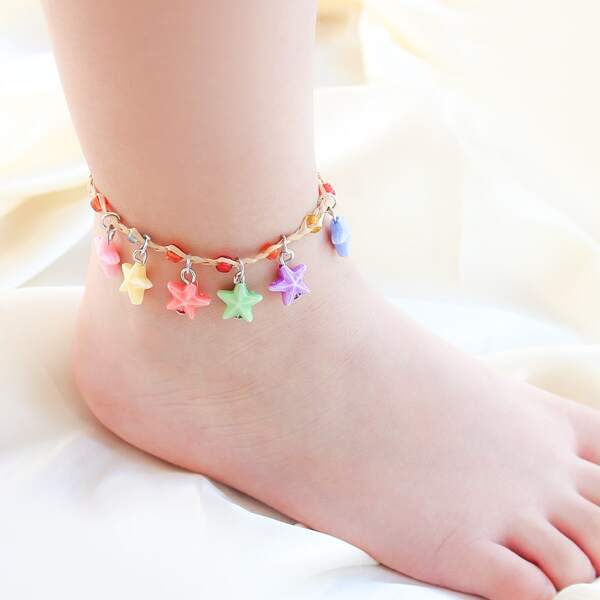 

Girls Star Charm Anklet, Multicolor