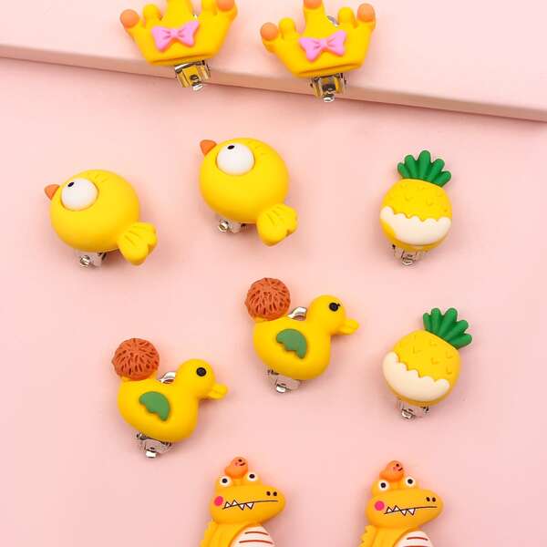 

10pcs Girls Crown & Dinosaur Decor Ear Cuff, Multicolor