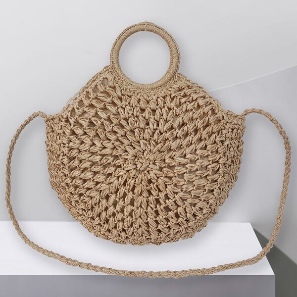 

Minimalist Woven Top Handle Bag, Khaki