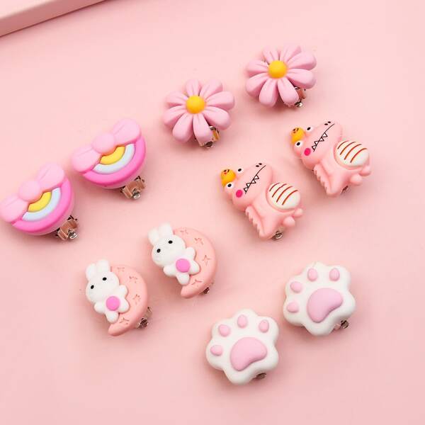 

10pcs Girls Flower & Dinosaur Decor Ear Cuff, Multicolor