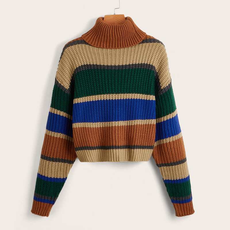 

Colorblock High Neck Sweater, Multicolor