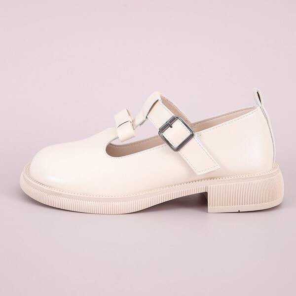 

Bow Decor Buckle Detail Mary Janes, Beige