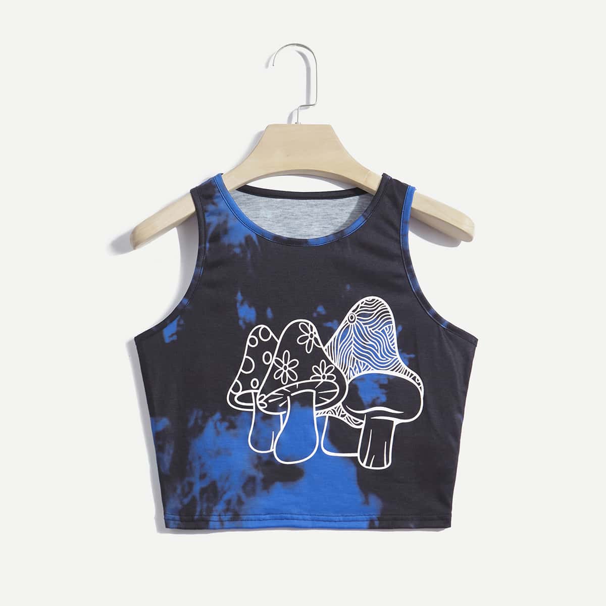

Mushroom Graphic Tie Dye Tank Top, Multicolor
