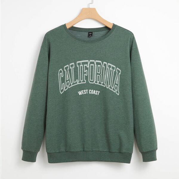

Plus Letter Graphic Sweatshirt, Green