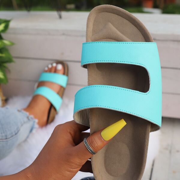 

Minimalist Flat Footbed Sandals, Baby blue