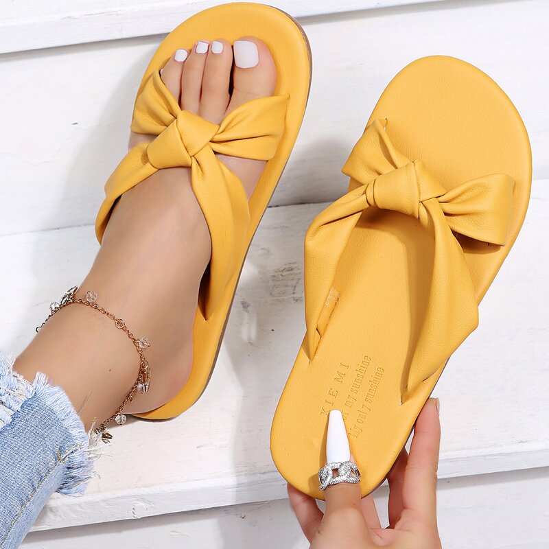 

Minimalist Twist Slide Sandals, Yellow