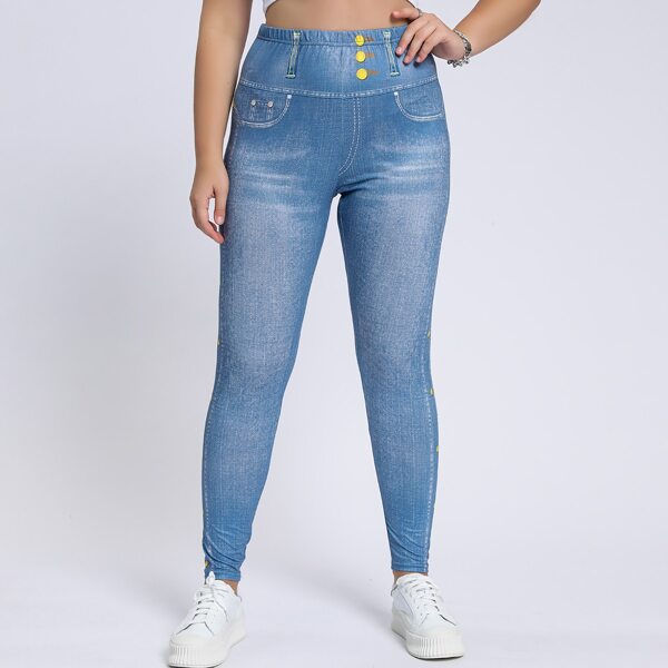 

Plus Button Print Leggings, Blue
