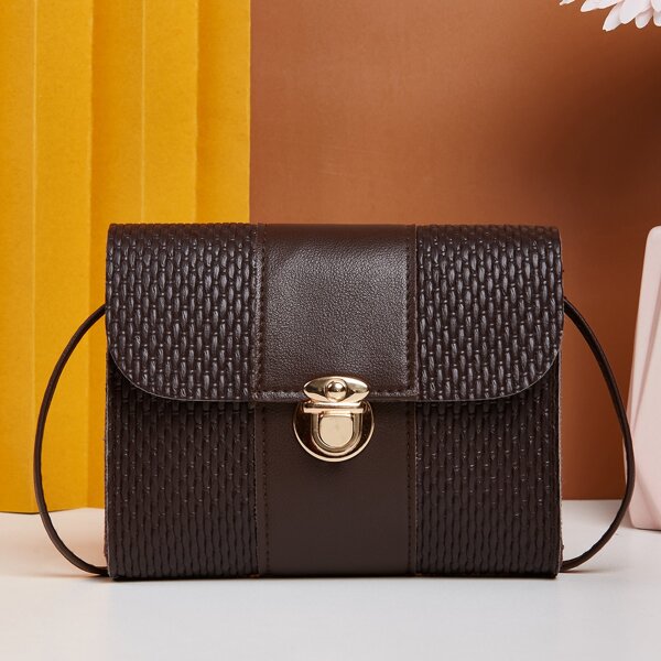 

Minimalist Textured Shoulder Bag, Coffee brown