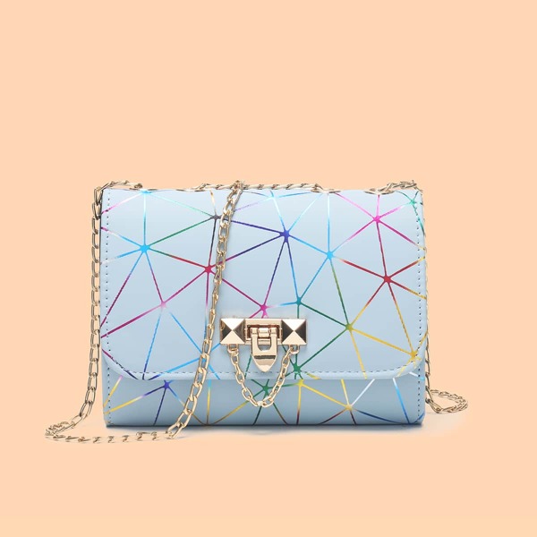 

Geometric Pattern Crossbody Bag, Blue