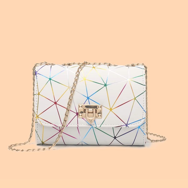

Geometric Pattern Crossbody Bag, Beige