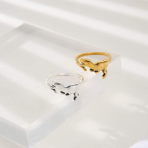 

2pcs Dinosaur Decor Ring, Multicolor