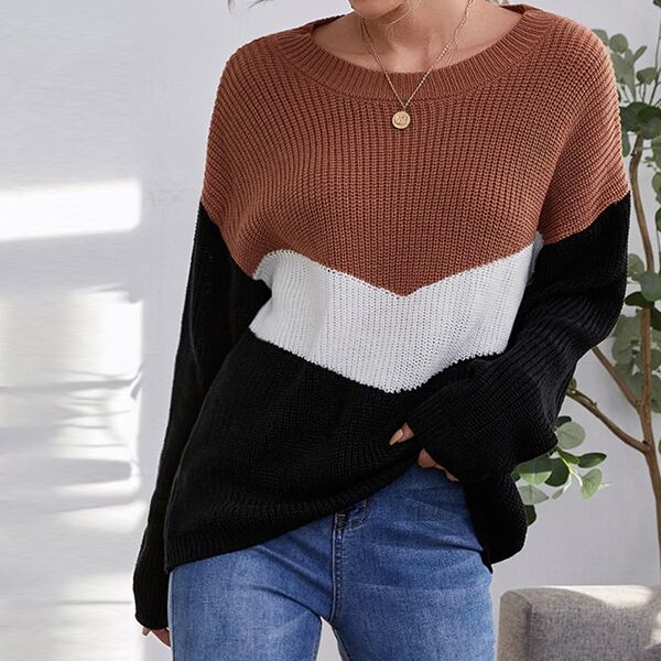 

Color Block Drop Shoulder Sweater, Multicolor