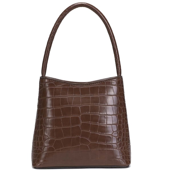 

Minimalist Croc Embossed Shoulder Bag, Brown