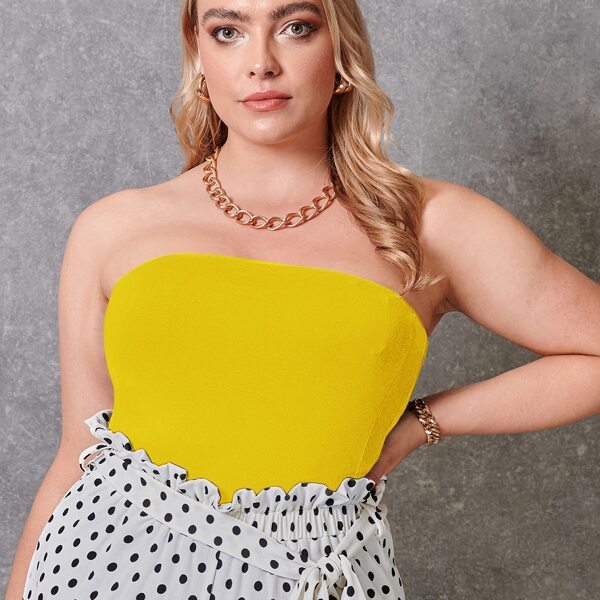 

Plus Solid Tube Top, Yellow
