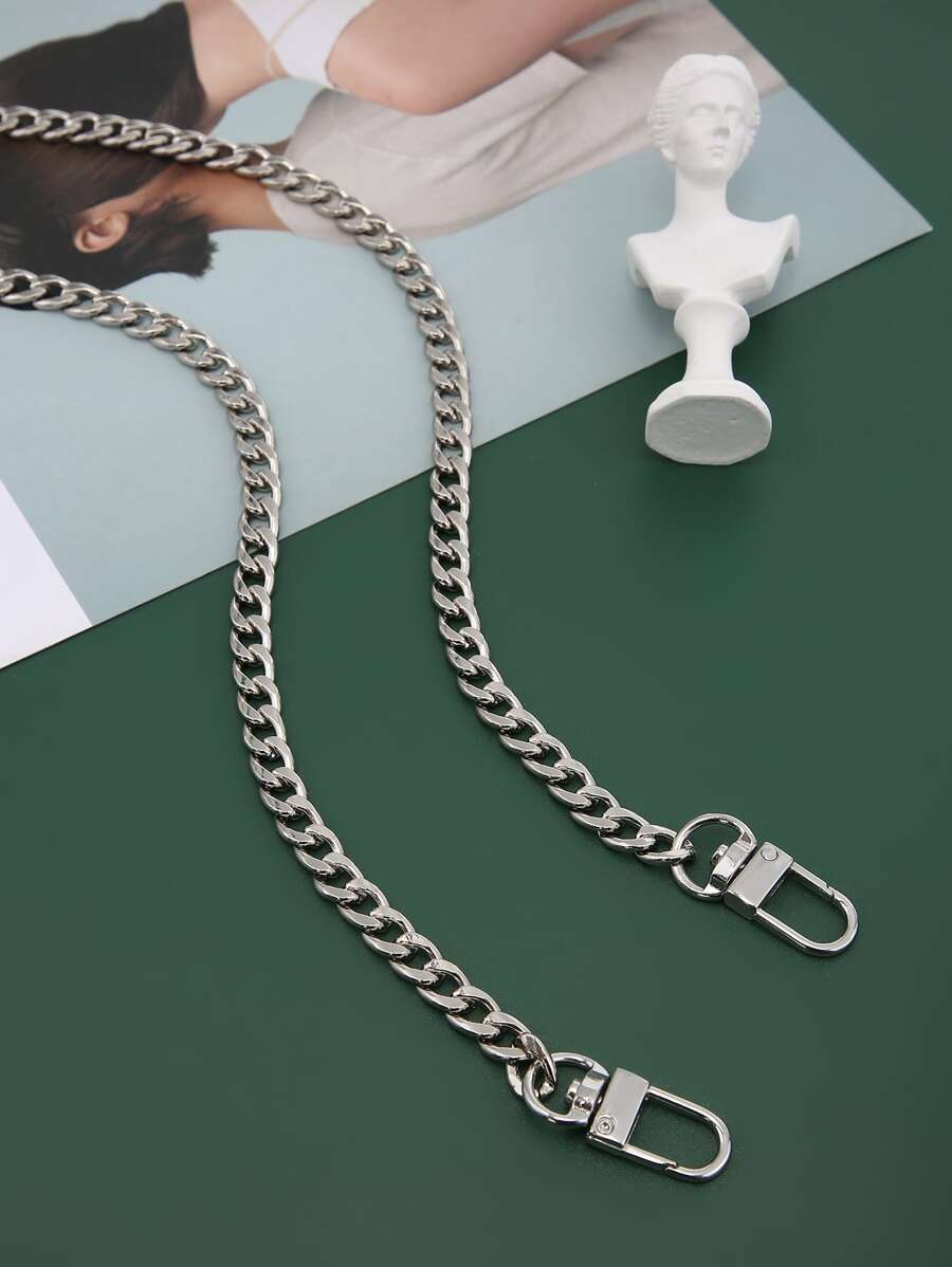 型鋁金屬鏈 0.6 公分 6 毫米直金色設計師錢包包帶手柄替換配件五金品質便攜式包配件時尚耐用適合新秀和白領青少年女孩女大學生 - 銀色 - 查看 1