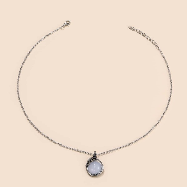 

Round Charm Necklace, Silver