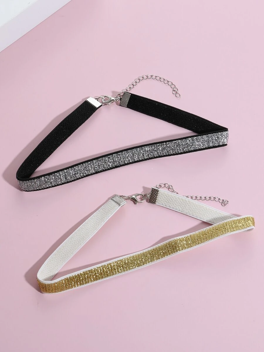 2pcs Glitter Choker - Multicolor - View 1