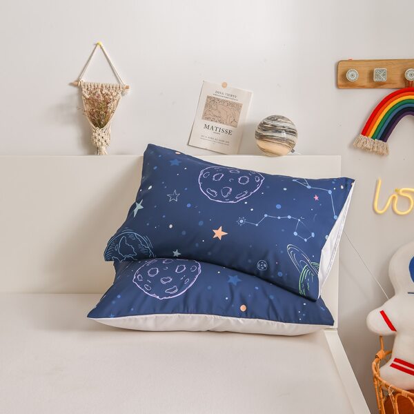

1pair Planet Print Kids Pillowcase Without Filler, Multicolor