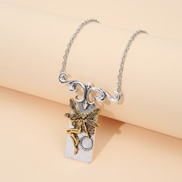 

Structured Pendant Necklace, Antique silver