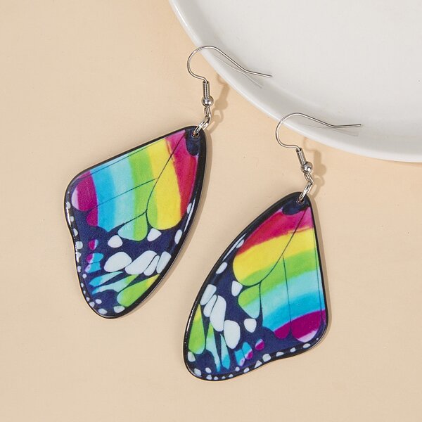 

Butterfly Wing Design Drop Earrings, Multicolor