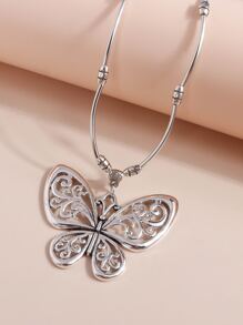 Collar con accesorio de mariposa - Plata antigua - Ver 4