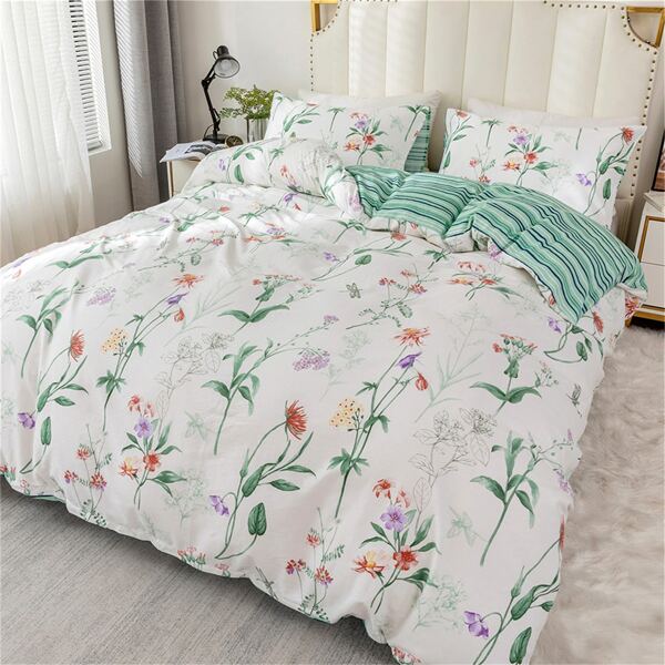 

Flower Print Duvet Cover Set Without Filler, Multicolor