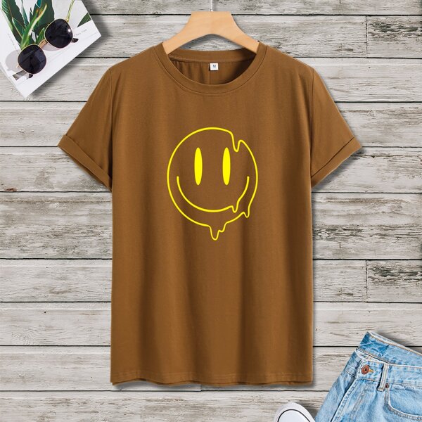 

Men Cartoon Graphic Crew Neck Tee, Brown