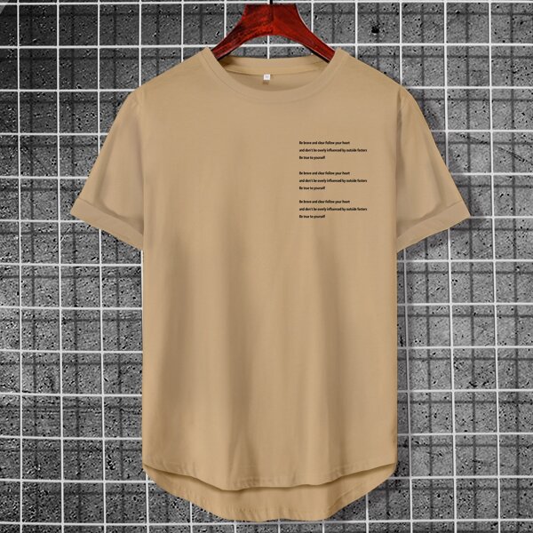 

Men Letter Graphic Short Sleeve Tee, Khaki