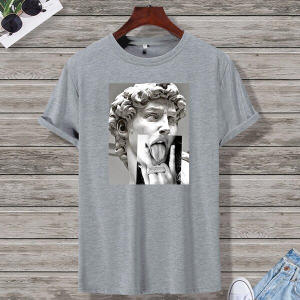 

Men Figure Print Tee, Light grey