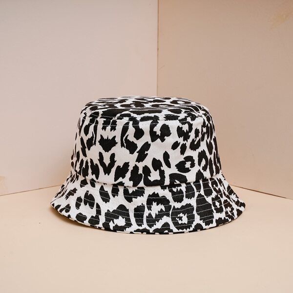 

Kids Leopard Print Bucket Hat, Black and white