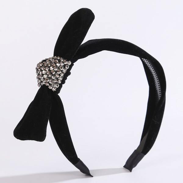 

Girls Rhinestone Bow Decor Headband, Black