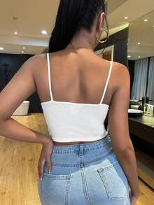 SHEIN SXY 性感打結純色吊帶 - 白色 - 查看 2