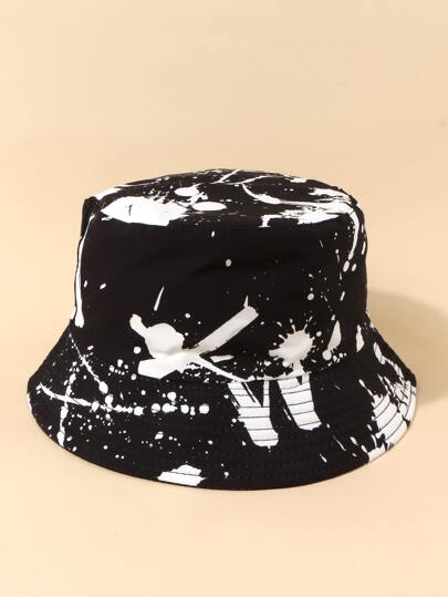 Men Ink Splash Pattern Bucket Hat StreetMen's Sun Hat Summer Hat, Suitable For Summer Outdoor Activities Such As Hiking And Fishing