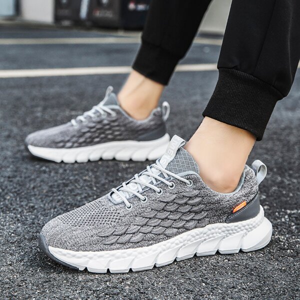 

Men Textured Lace Up Front Sneakers, Grey