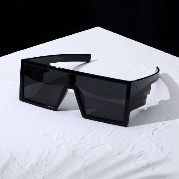 

Men Flat Top Shield Sunglasses, Black