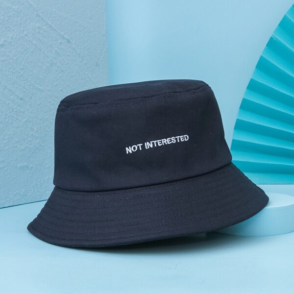 

Men Letter Embroidered Bucket Hat, Navy blue
