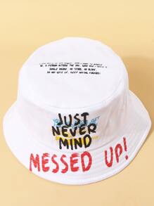 Sombrero cubo con estampado de letra - Blanco - Ver 1