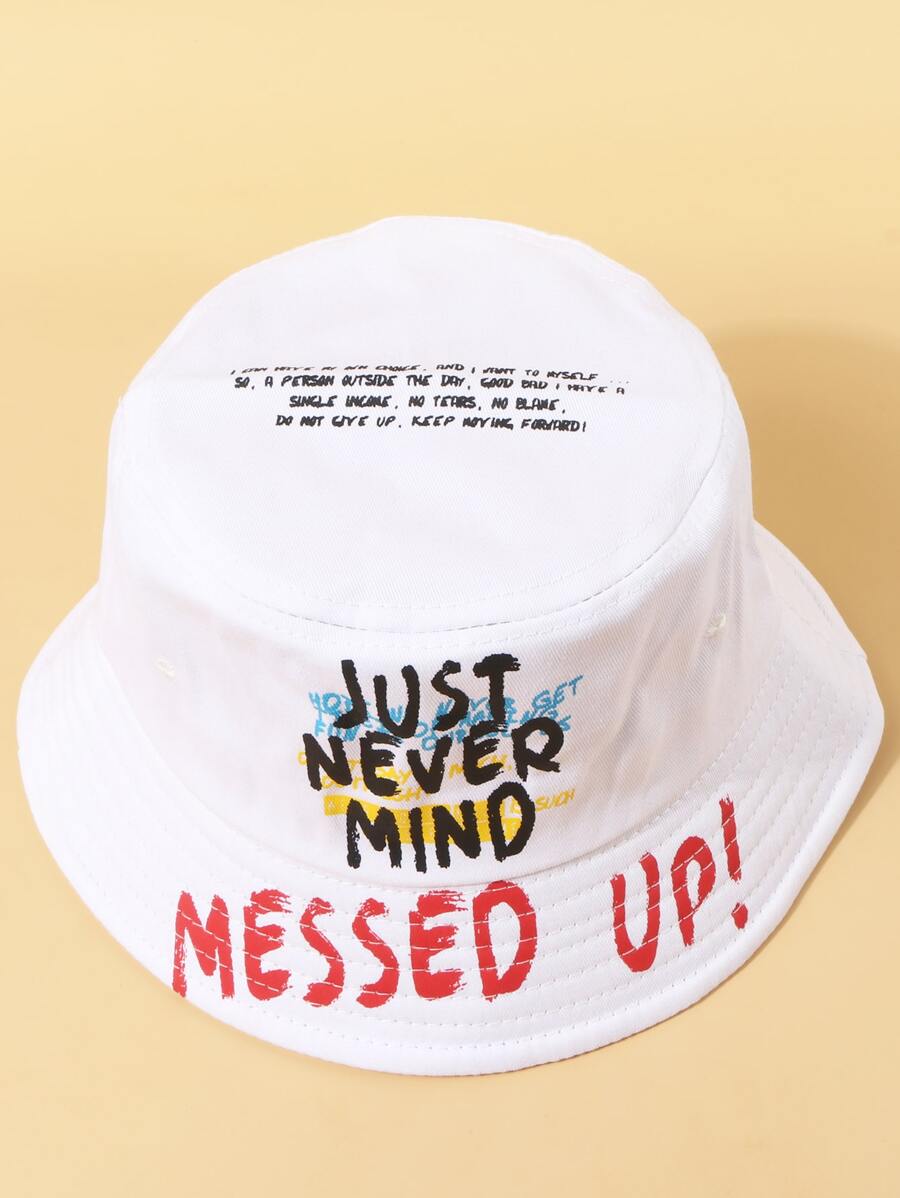 Sombrero cubo con estampado de letra - Blanco - Ver 1