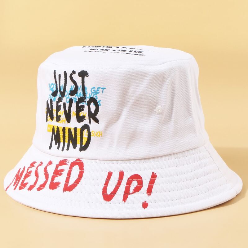 

Guys Letter Graphic Bucket Hat, White