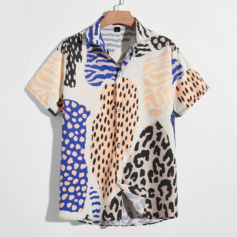 

Guys Graphic Print Button Front Shirt, Multicolor