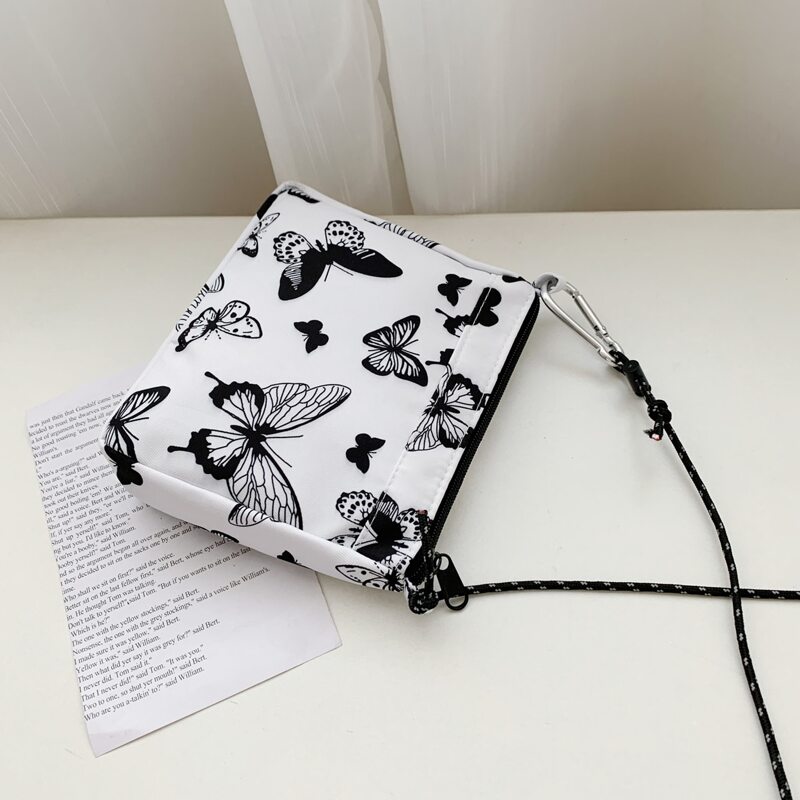 

Butterfly Graphic Crossbody Bag, Black and white