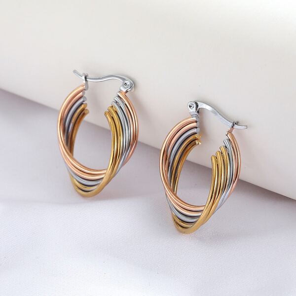 

18K Gold Plated Layered Hoop Earrings, Multicolor