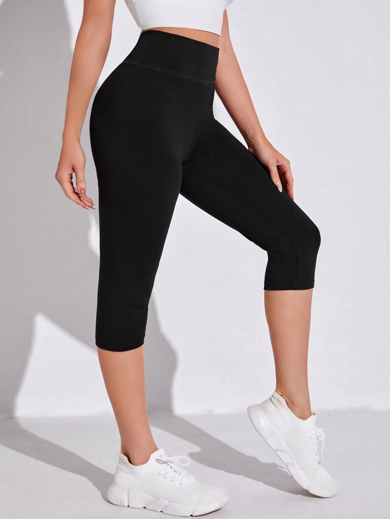 SHEIN EZwear High Waist Leggings - Black - View 4