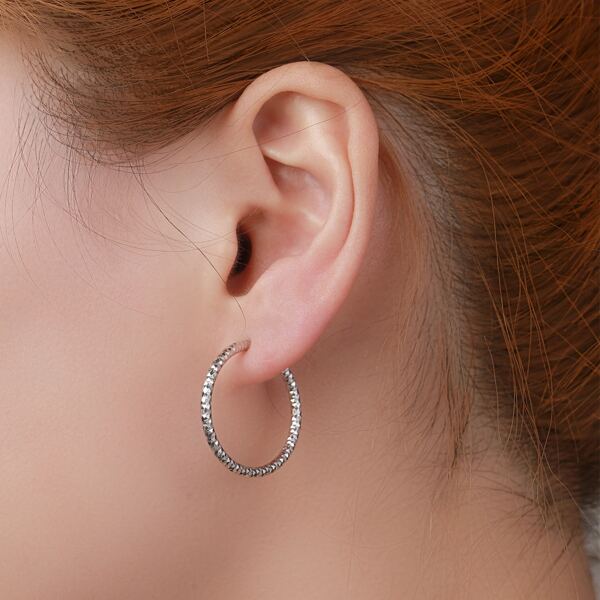 

Platinum Plated Hoop Earrings, Silver