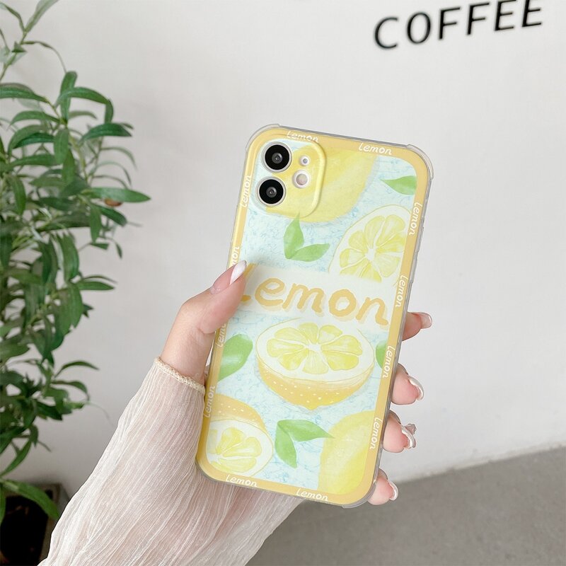 

Cartoon Lemon Pattern Phone Case, Yellow